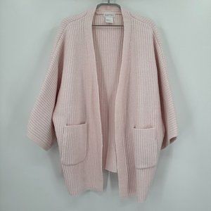 Softies 28" Rib Chenille Kimono Cardigan Sweater sz S/M Blush Pink Open Front